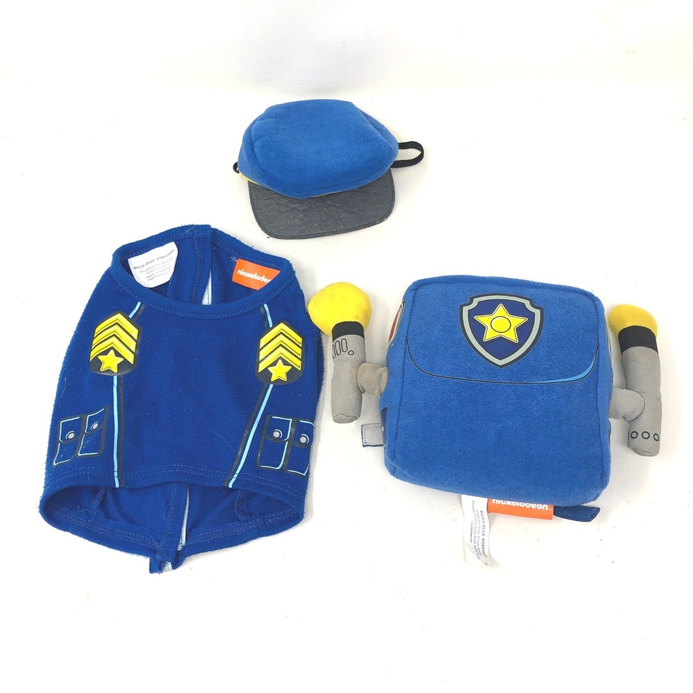 Build A Bear Paw Patrol Chase Police Outfit Blue 3 Piece Set Hat Vest Jetpack